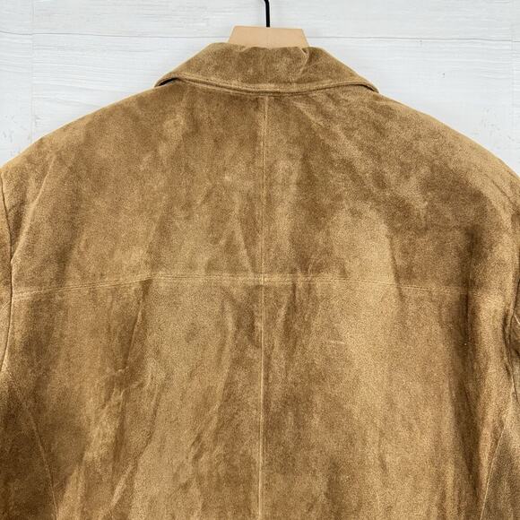 Cabela's Brown Leather Sport Coat Blazer Men 44 R Buffalo Nickel Buttons Suede - Picture 7 of 16